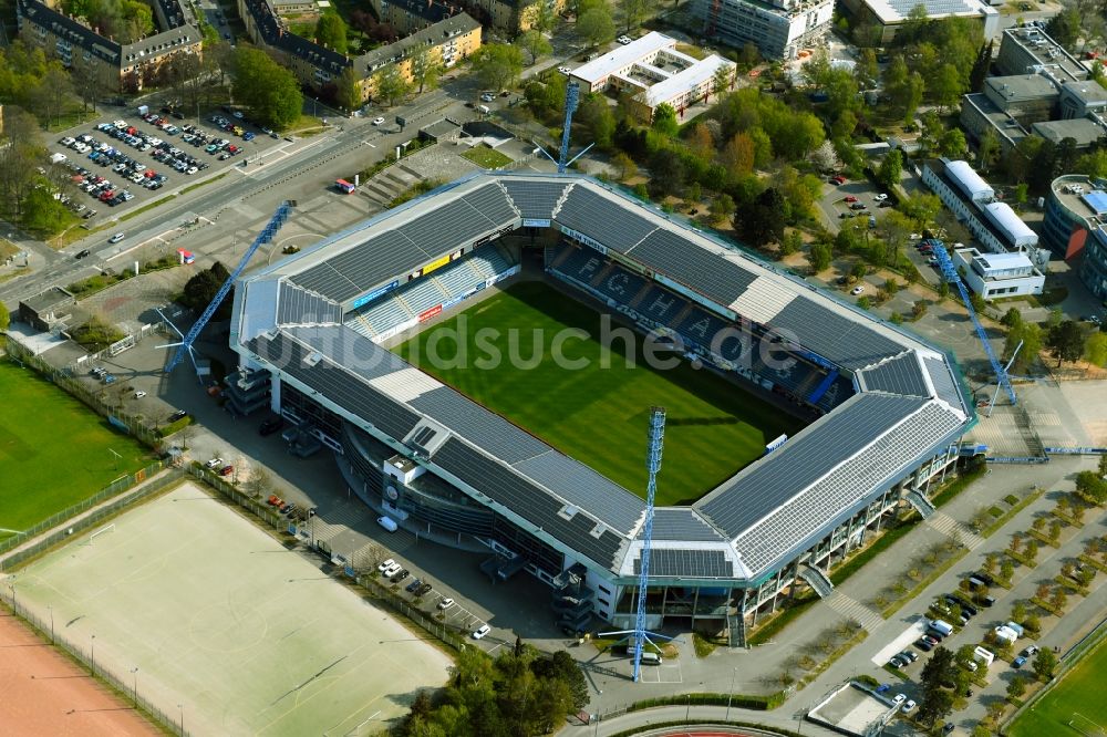 Rostock von oben - Sportstätten-Gelände der Arena des Stadion Ostseestadion (vormals DKB - Arena) im Ortsteil Hansaviertel in Rostock im Bundesland Mecklenburg-Vorpommern, Deutschland