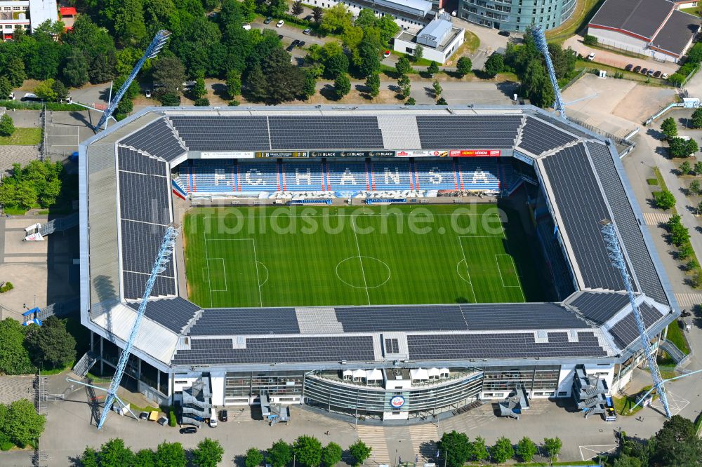 Luftbild Rostock - Sportstätten-Gelände der Arena des Stadion Ostseestadion (vormals DKB - Arena) im Ortsteil Hansaviertel in Rostock im Bundesland Mecklenburg-Vorpommern, Deutschland