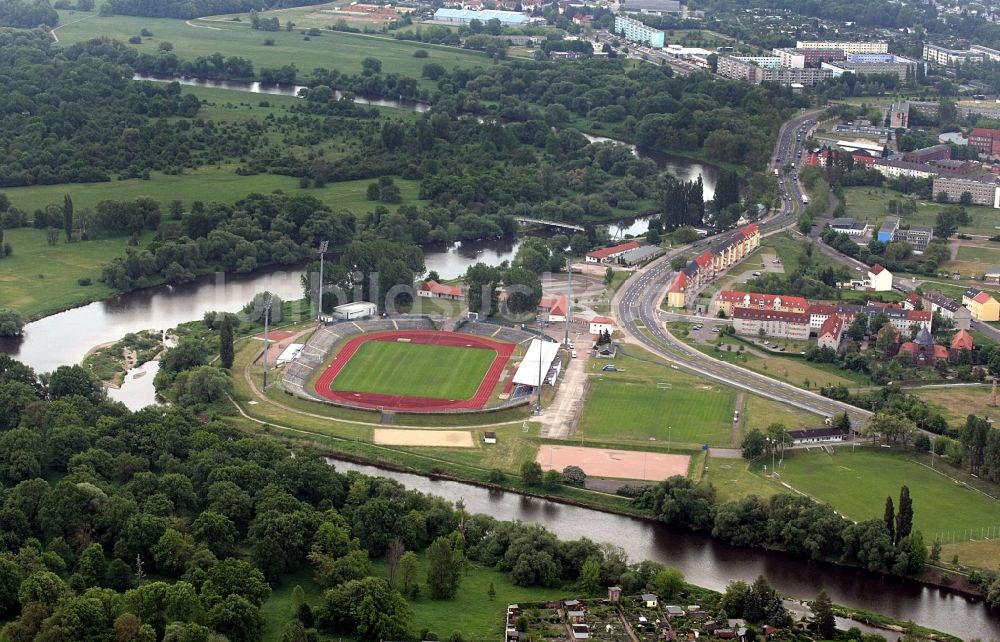 Luftbild Dessau - Sportstätten-Gelände der Arena des Stadion Paul-Greifzu-Stadion in Dessau im Bundesland Sachsen-Anhalt, Deutschland