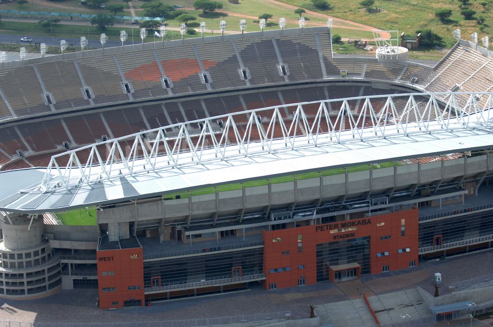 Polokwane aus der Vogelperspektive: Sportstätten-Gelände der Arena des Stadion Peter-Mokaba-Stadion in Polokwane in Limpopo, Südafrika