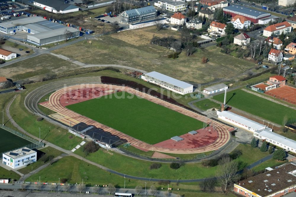 Luftbild Riesa - Sportstätten-Gelände der Arena des Stadion in Riesa im Bundesland Sachsen