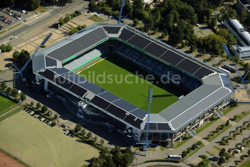 Rostock aus der Vogelperspektive: Sportstätten-Gelände der Arena des Stadion in Rostock im Bundesland Mecklenburg-Vorpommern