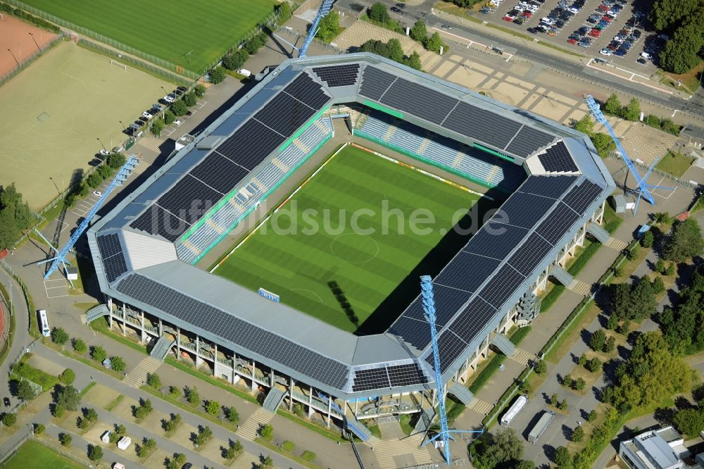 Luftaufnahme Rostock - Sportstätten-Gelände der Arena des Stadion in Rostock im Bundesland Mecklenburg-Vorpommern