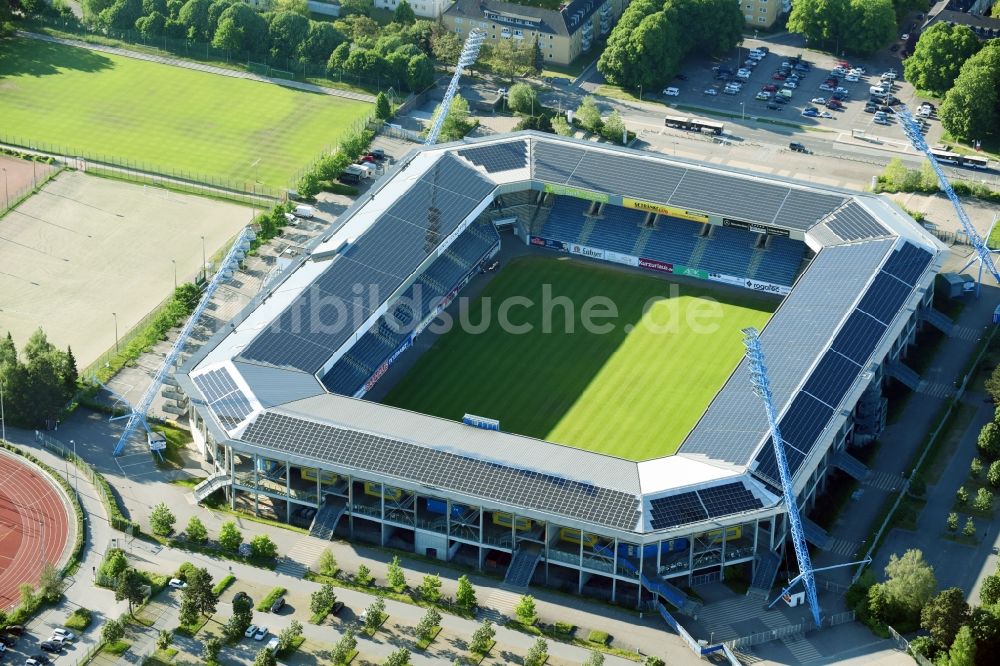 Luftaufnahme Rostock - Sportstätten-Gelände der Arena des Stadion in Rostock im Bundesland Mecklenburg-Vorpommern