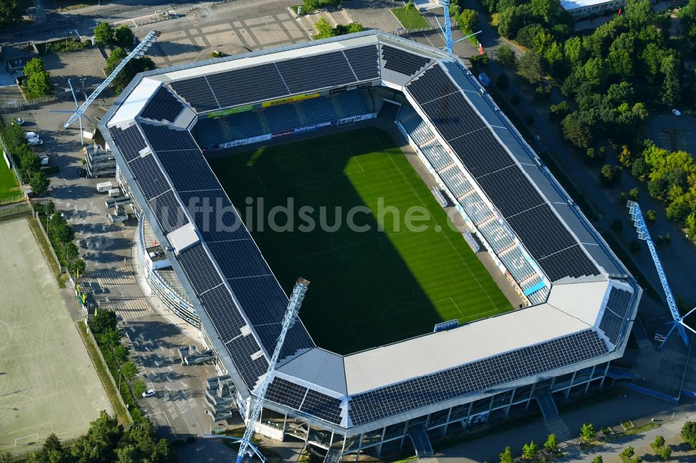 Rostock von oben - Sportstätten-Gelände der Arena des Stadion in Rostock im Bundesland Mecklenburg-Vorpommern