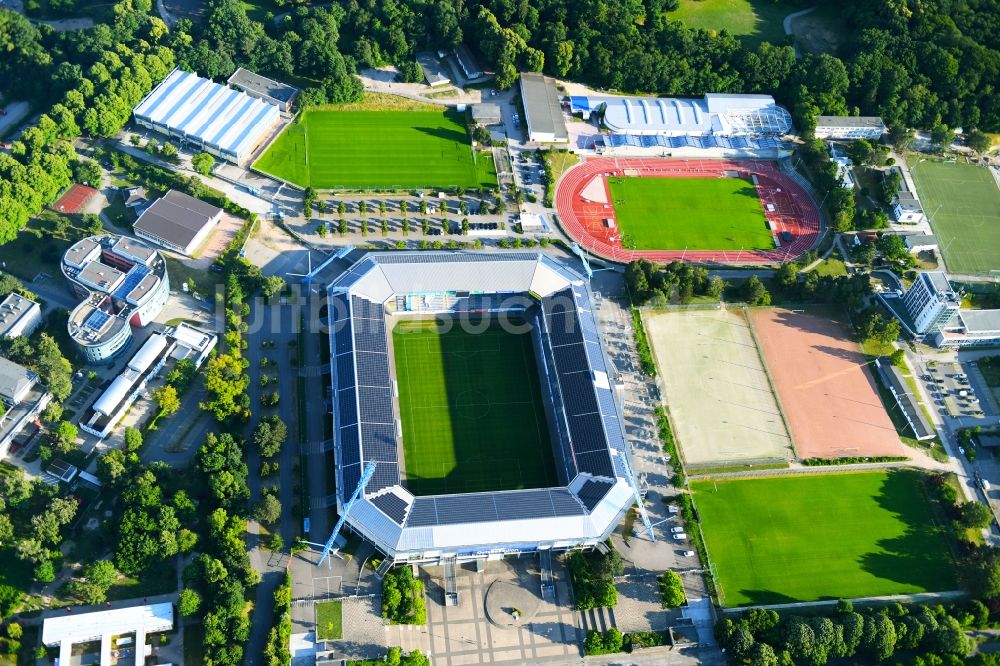 Luftaufnahme Rostock - Sportstätten-Gelände der Arena des Stadion in Rostock im Bundesland Mecklenburg-Vorpommern