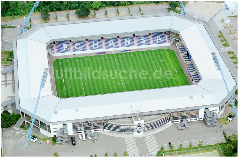 Luftaufnahme Rostock - Sportstätten-Gelände der Arena des Stadion in Rostock im Bundesland Mecklenburg-Vorpommern