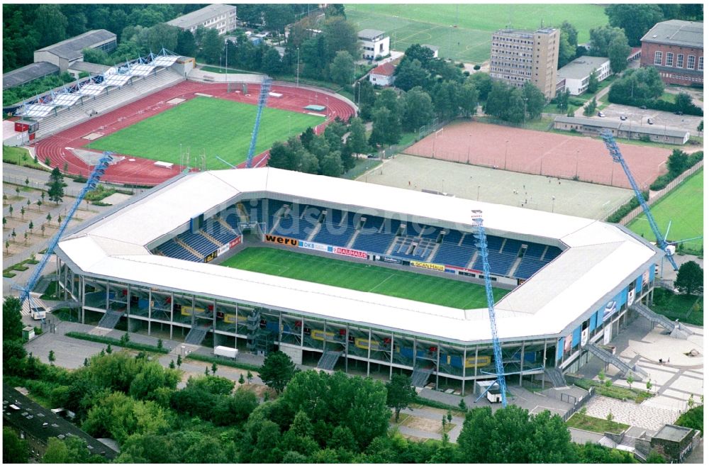 Luftbild Rostock - Sportstätten-Gelände der Arena des Stadion in Rostock im Bundesland Mecklenburg-Vorpommern