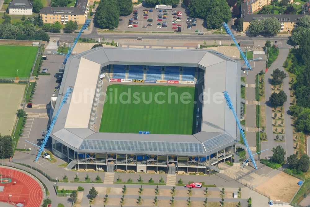 Rostock von oben - Sportstätten-Gelände der Arena des Stadion in Rostock im Bundesland Mecklenburg-Vorpommern