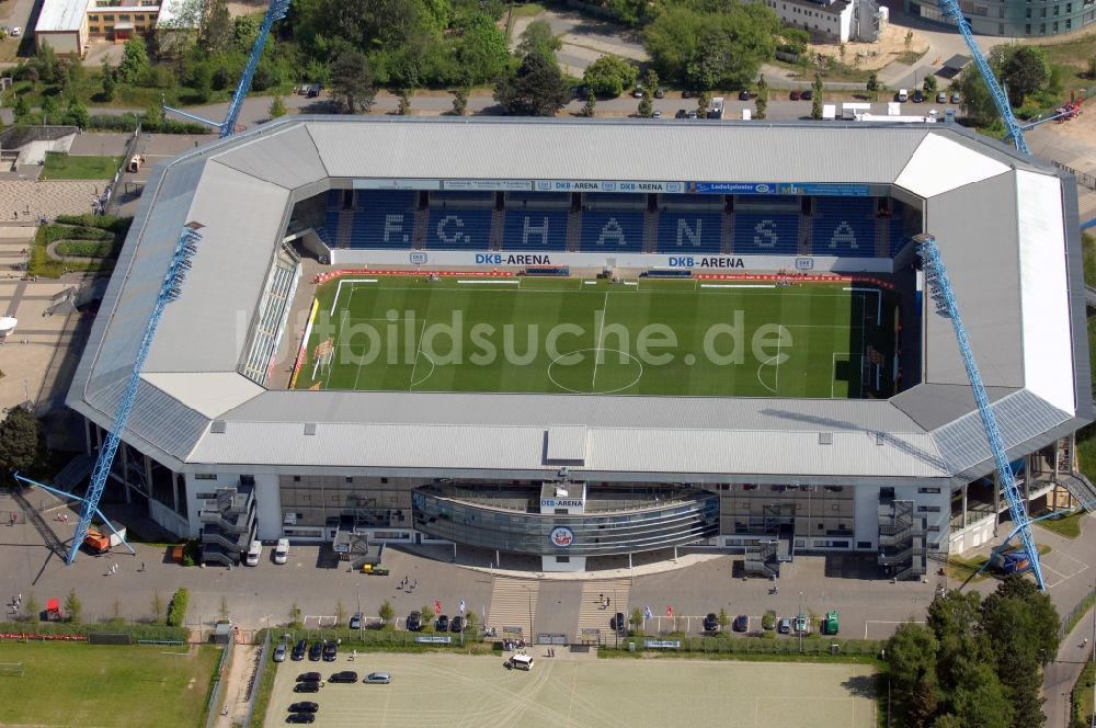 Luftaufnahme Rostock - Sportstätten-Gelände der Arena des Stadion in Rostock im Bundesland Mecklenburg-Vorpommern