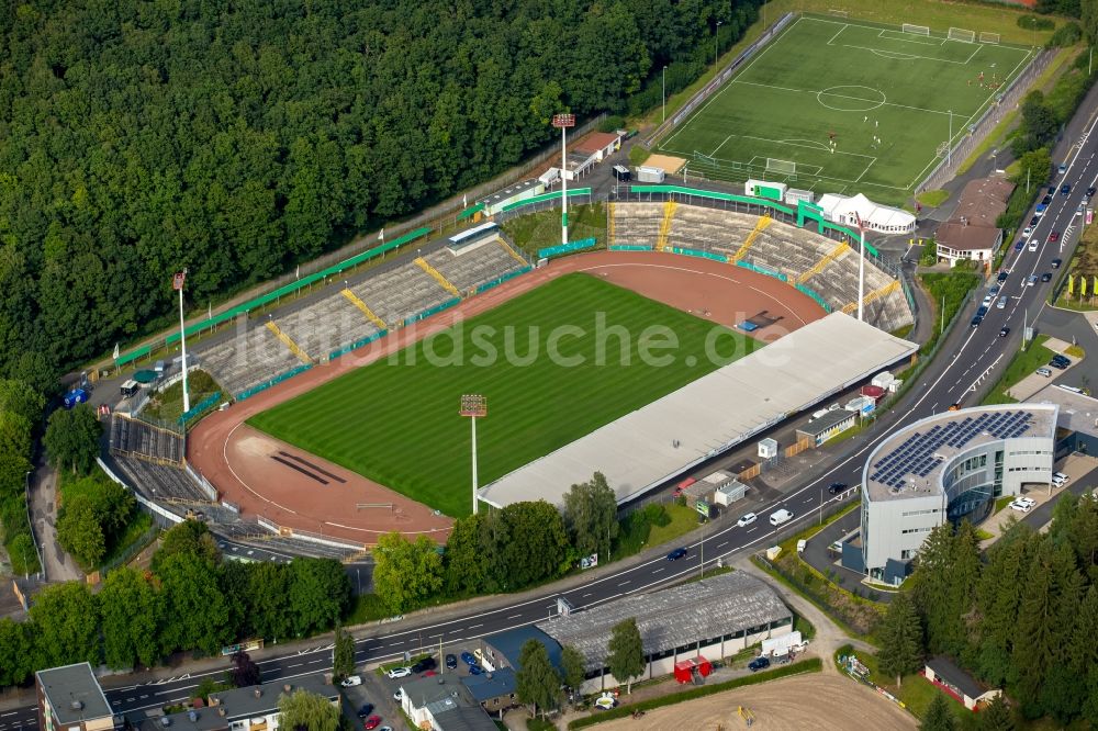 Siegen von oben - Sportstätten-Gelände der Arena des Stadion in Siegen im Bundesland Nordrhein-Westfalen