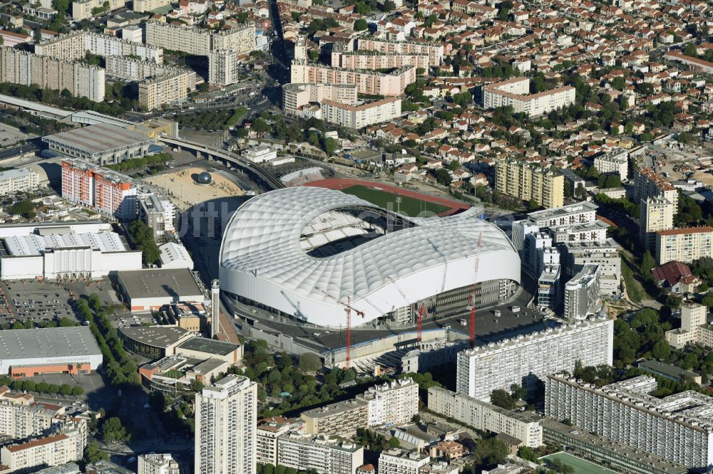 Marseille aus der Vogelperspektive: Sportstätten-Gelände der Arena des Stadion Stade Orange Velodrome in Marseille in Provence-Alpes-Cote d'Azur, Frankreich