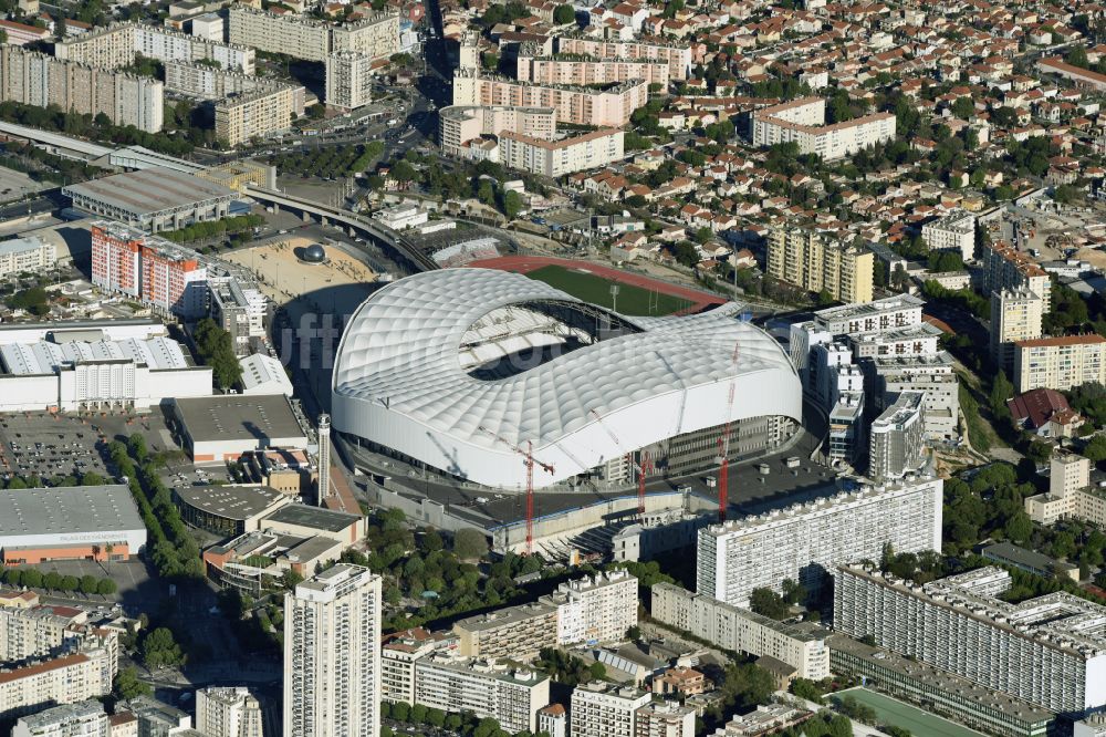 Luftbild Marseille - Sportstätten-Gelände der Arena des Stadion Stade Orange Velodrome in Marseille in Provence-Alpes-Cote d'Azur, Frankreich