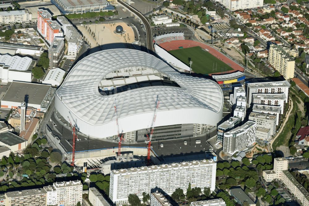 Luftbild Marseille - Sportstätten-Gelände der Arena des Stadion Stade Orange Velodrome in Marseille in Provence-Alpes-Cote d'Azur, Frankreich