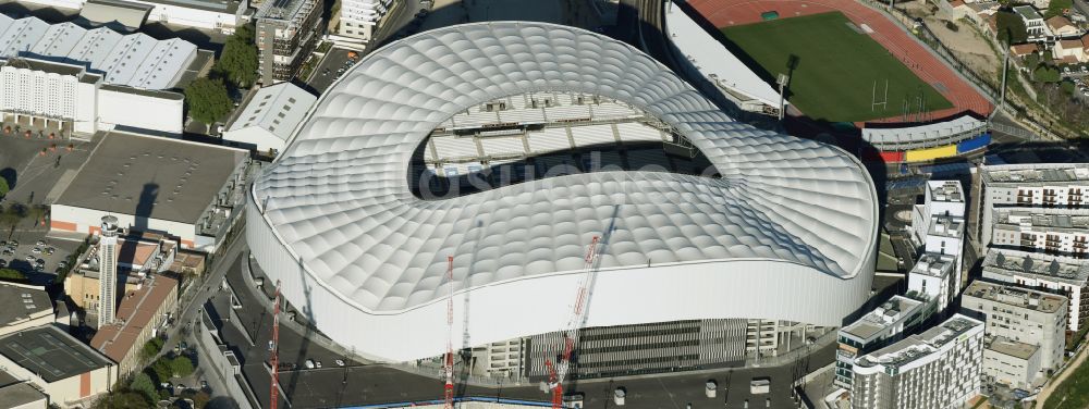 Marseille aus der Vogelperspektive: Sportstätten-Gelände der Arena des Stadion Stade Orange Velodrome in Marseille in Provence-Alpes-Cote d'Azur, Frankreich