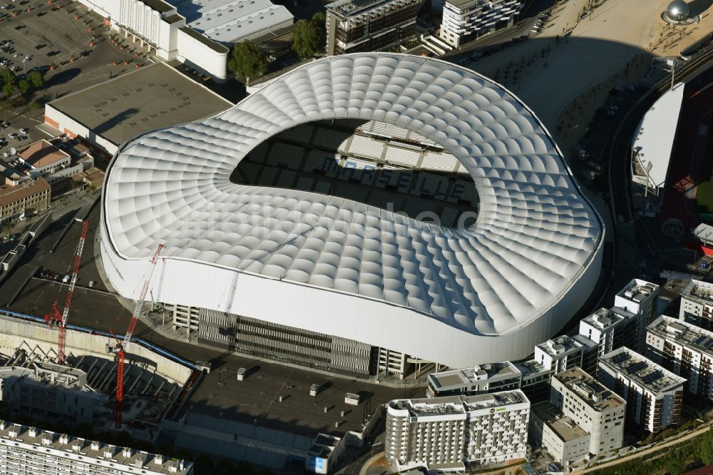 Marseille aus der Vogelperspektive: Sportstätten-Gelände der Arena des Stadion Stade Orange Velodrome in Marseille in Provence-Alpes-Cote d'Azur, Frankreich