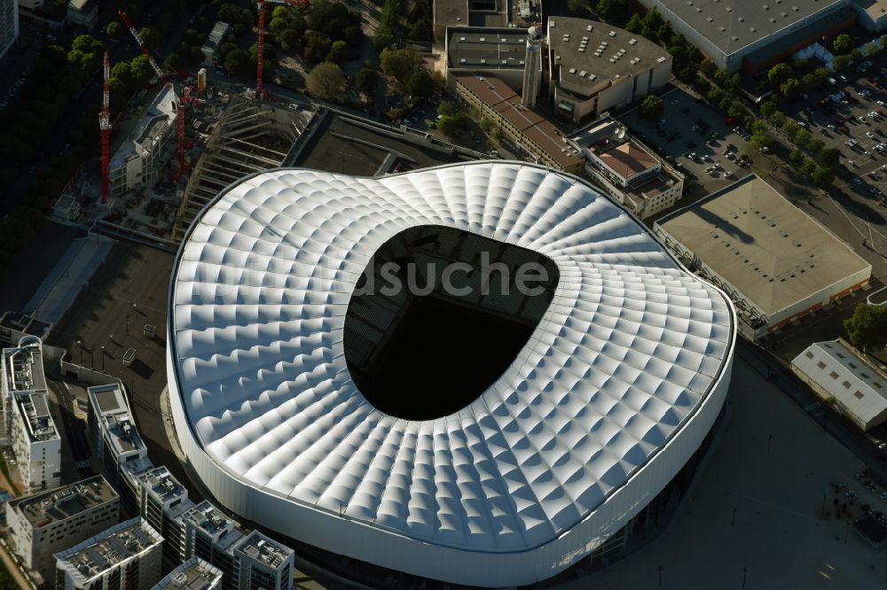 Luftaufnahme Marseille - Sportstätten-Gelände der Arena des Stadion Stade Orange Velodrome in Marseille in Provence-Alpes-Cote d'Azur, Frankreich