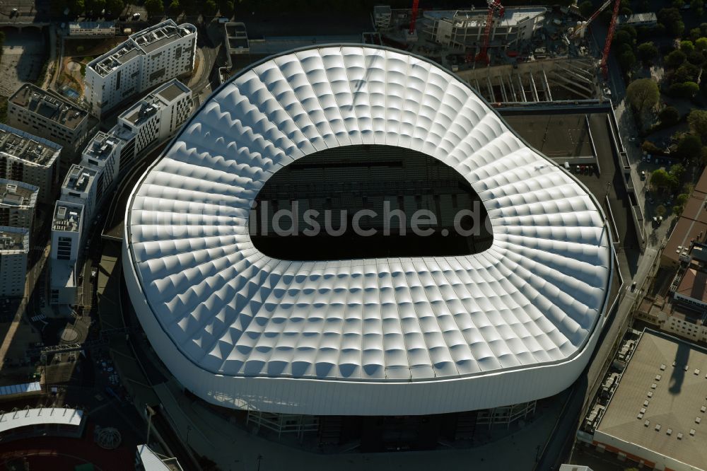 Luftaufnahme Marseille - Sportstätten-Gelände der Arena des Stadion Stade Orange Velodrome in Marseille in Provence-Alpes-Cote d'Azur, Frankreich