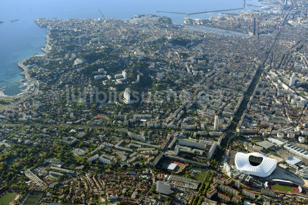 Luftbild Marseille - Sportstätten-Gelände der Arena des Stadion Stade Orange Velodrome in Marseille in Provence-Alpes-Cote d'Azur, Frankreich