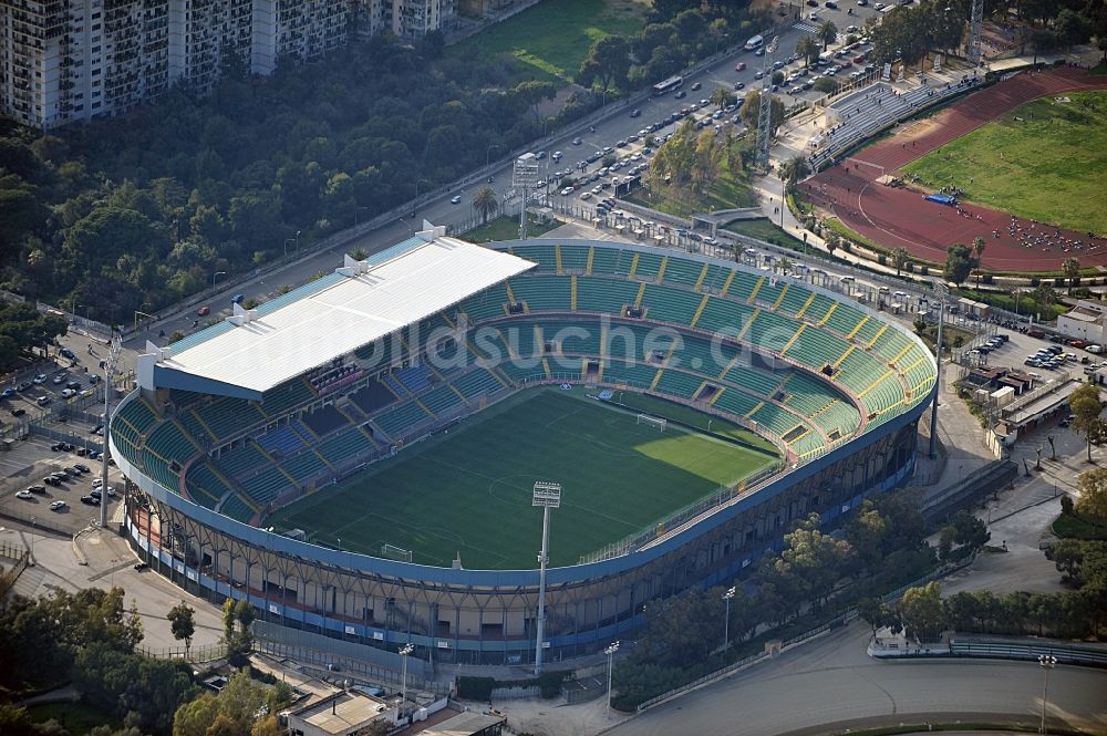 Palermo von oben - Sportstätten-Gelände der Arena des Stadion Stadio Renzo Barbera in Palermo in Sizilien, Italien