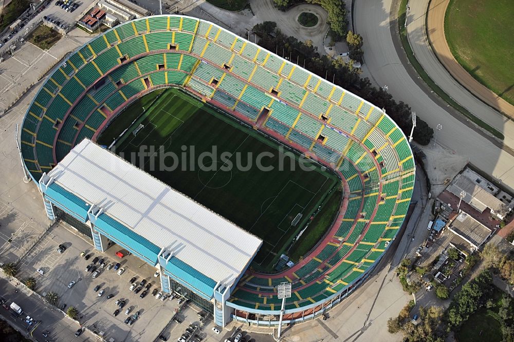 Palermo von oben - Sportstätten-Gelände der Arena des Stadion Stadio Renzo Barbera in Palermo in Sizilien, Italien