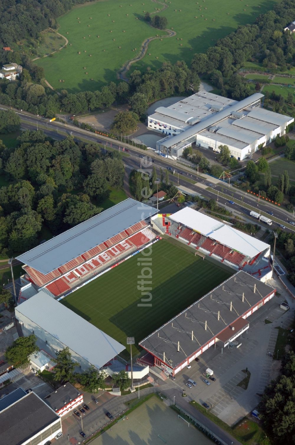 Luftbild Cottbus - Sportstätten-Gelände der Arena des Stadion Stadion der Freundschaft in Cottbus im Bundesland Brandenburg, Deutschland