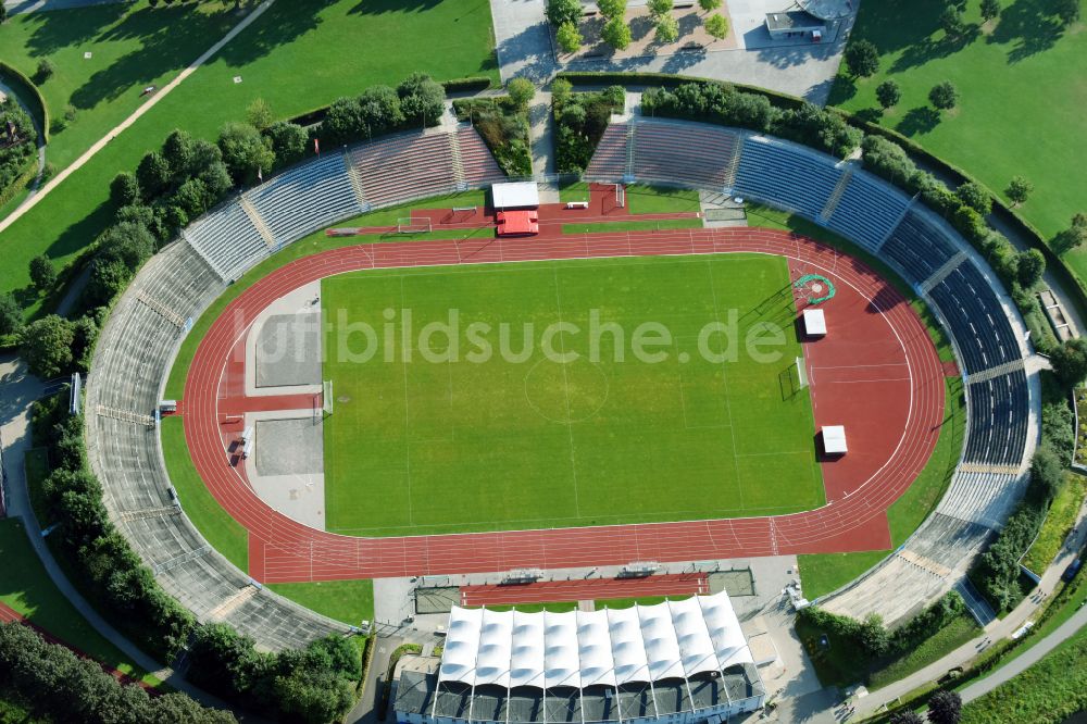 Gera von oben - Sportstätten-Gelände der Arena des Stadion Stadion der Freundschaft in Gera im Bundesland Thüringen, Deutschland