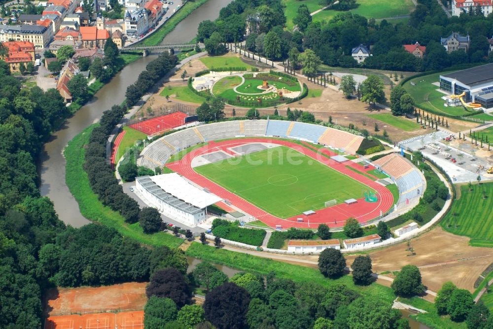 Luftbild Gera - Sportstätten-Gelände der Arena des Stadion Stadion der Freundschaft in Gera im Bundesland Thüringen, Deutschland