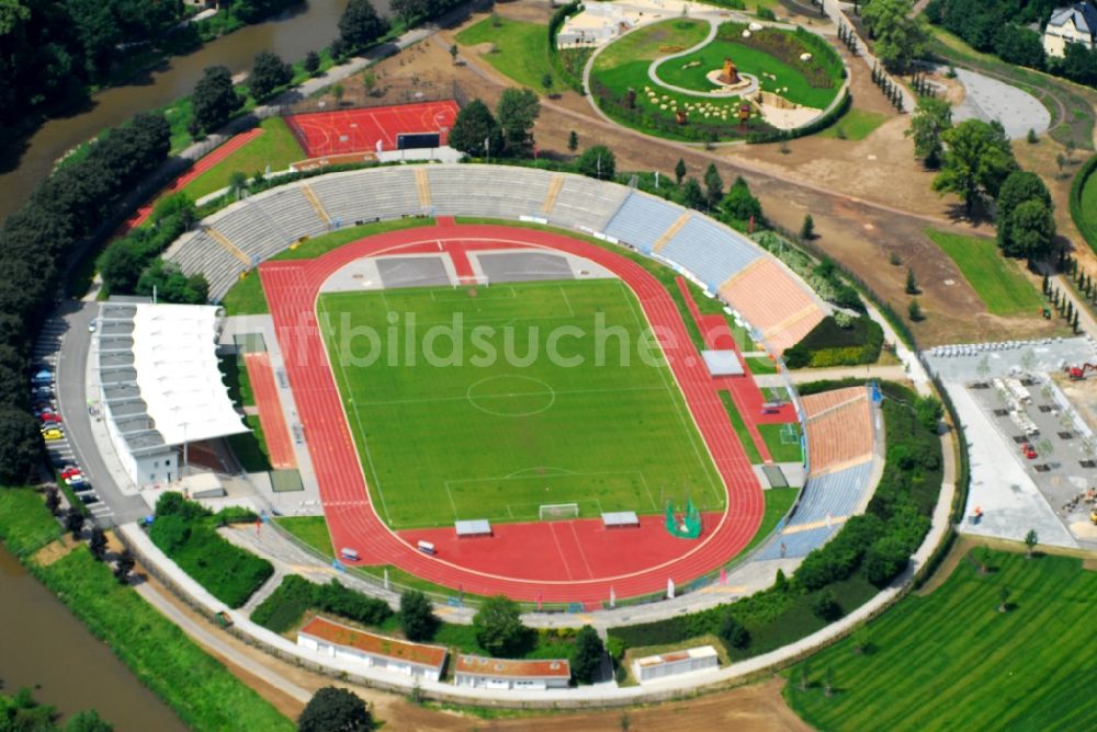 Luftbild Gera - Sportstätten-Gelände der Arena des Stadion Stadion der Freundschaft in Gera im Bundesland Thüringen, Deutschland