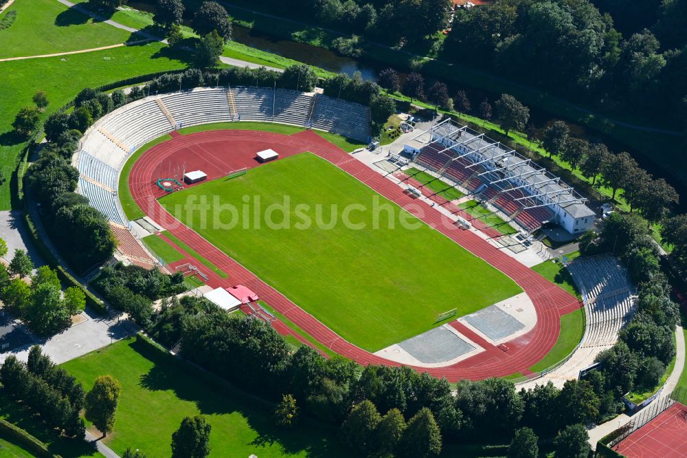 Luftbild Gera - Sportstätten-Gelände der Arena des Stadion Stadion der Freundschaft in Gera im Bundesland Thüringen, Deutschland