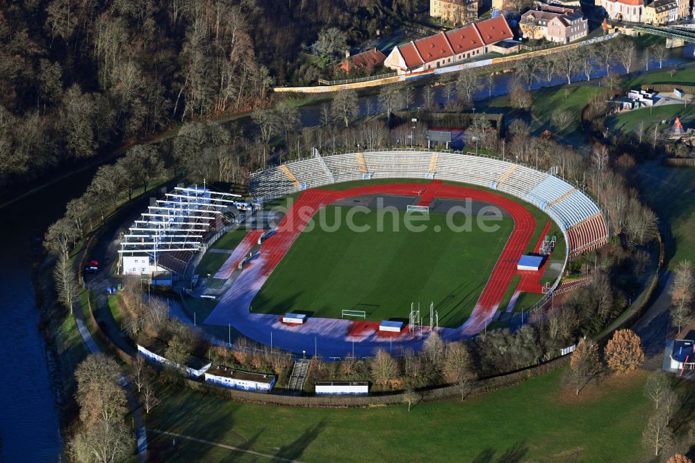 Luftaufnahme Gera - Sportstätten-Gelände der Arena des Stadion Stadion der Freundschaft in Gera im Bundesland Thüringen, Deutschland