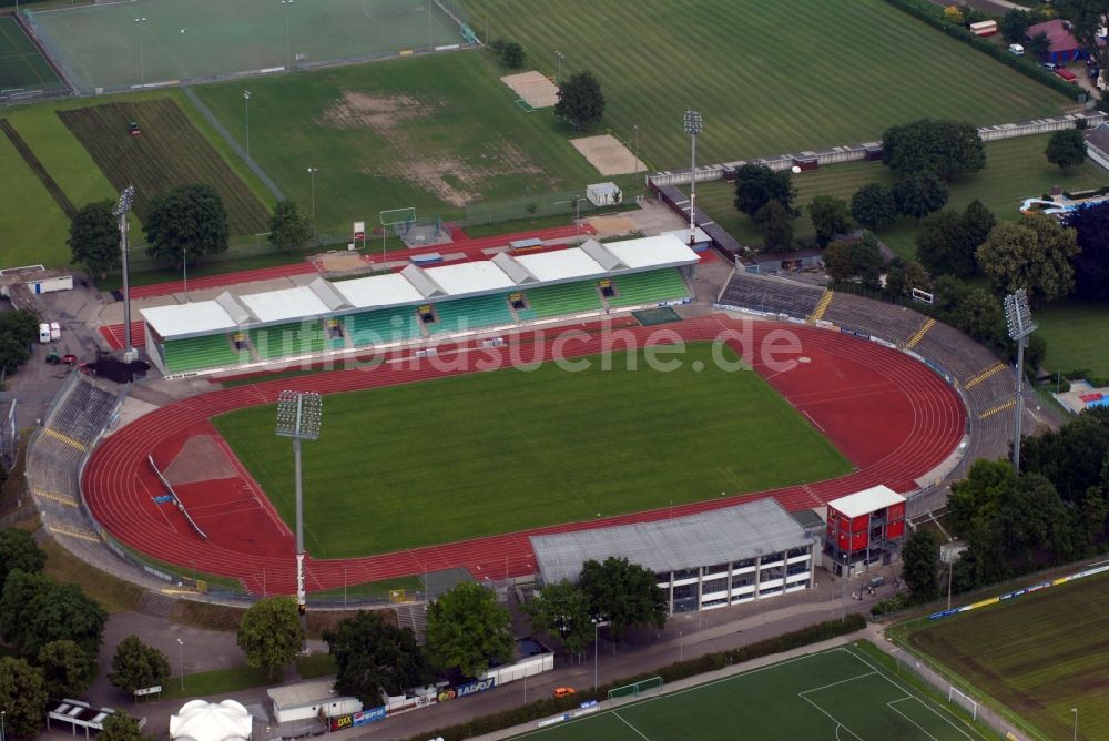 Luftaufnahme Ulm - Sportstätten-Gelände der Arena des Stadion in Ulm im Bundesland Baden-Württemberg