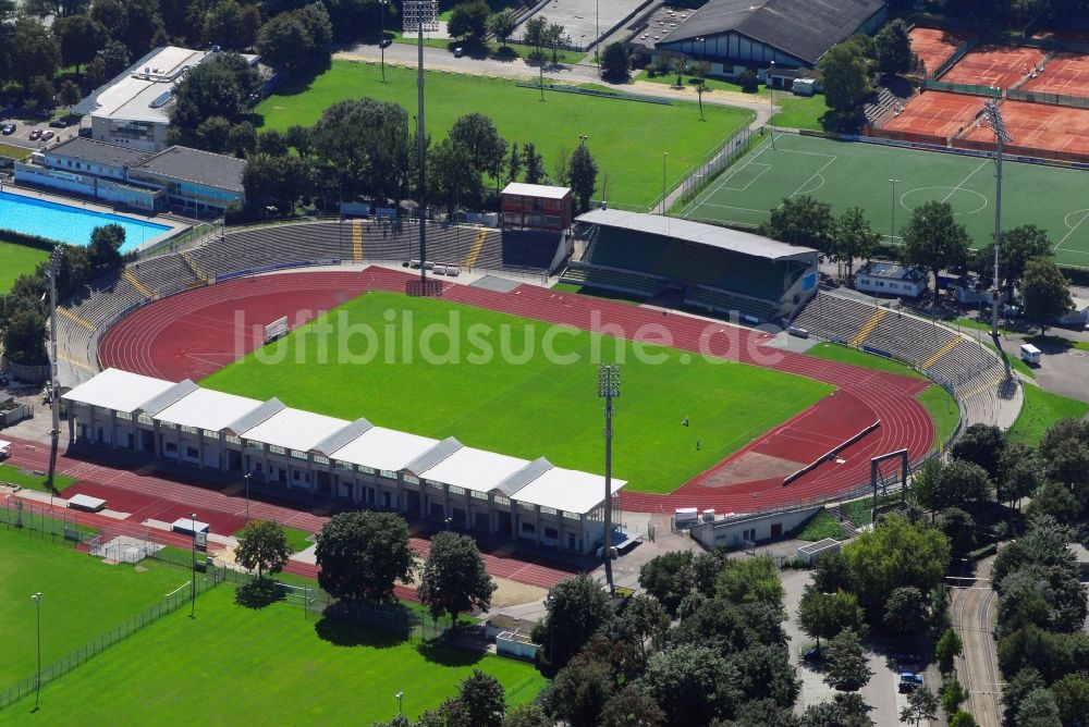 Luftaufnahme Ulm - Sportstätten-Gelände der Arena des Stadion in Ulm im Bundesland Baden-Württemberg