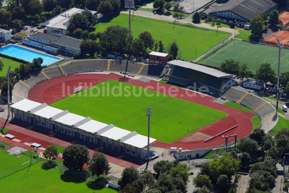 Ulm von oben - Sportstätten-Gelände der Arena des Stadion in Ulm im Bundesland Baden-Württemberg