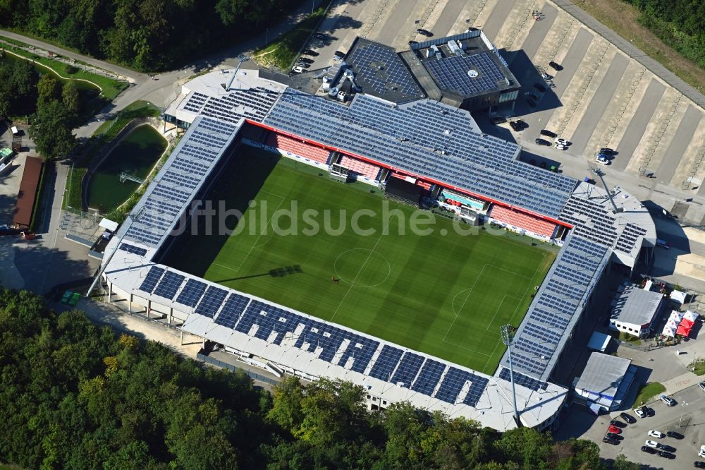 Luftaufnahme Heidenheim an der Brenz - Sportstätten-Gelände der Arena des Stadion Voith-Arena im Ortsteil Reutenen in Heidenheim an der Brenz im Bundesland Baden-Württemberg, Deutschland