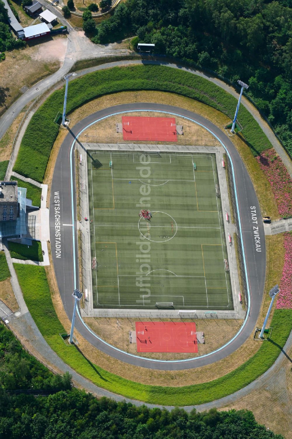 Luftbild Zwickau - Sportstätten-Gelände der Arena des Stadion Westsachsenstadion in Zwickau im Bundesland Sachsen, Deutschland