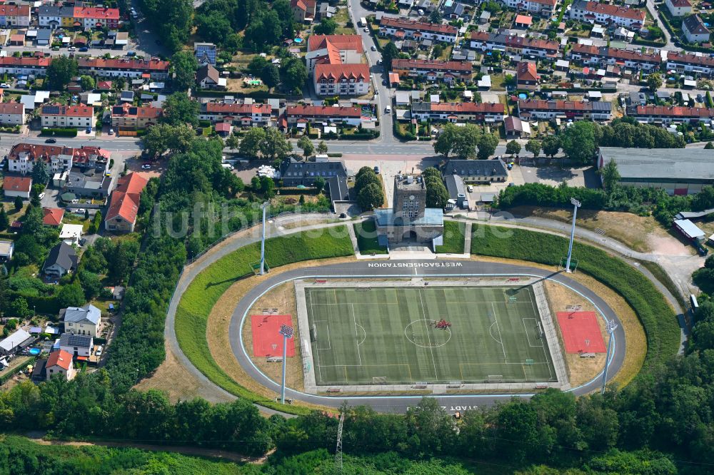 Luftaufnahme Zwickau - Sportstätten-Gelände der Arena des Stadion Westsachsenstadion in Zwickau im Bundesland Sachsen, Deutschland