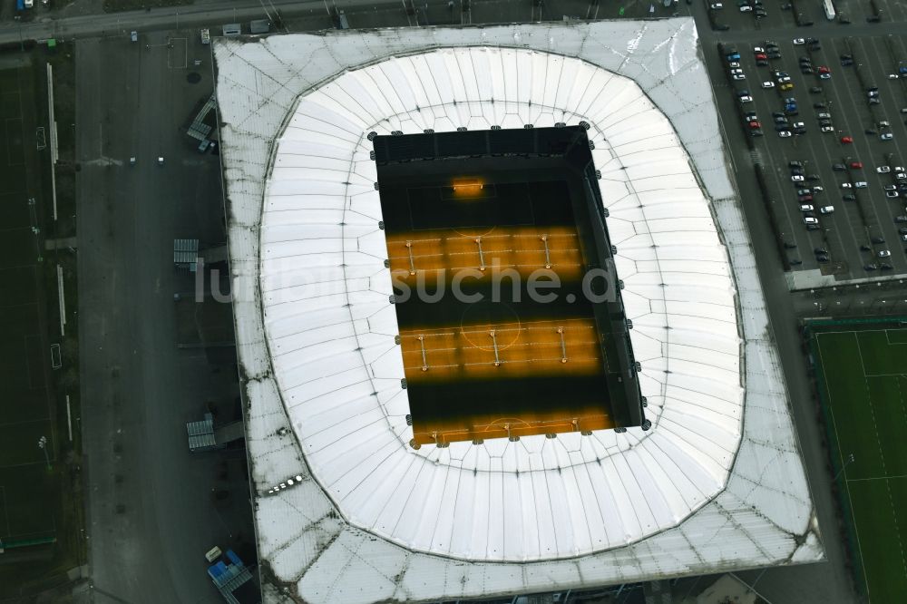 Luftaufnahme Wolfsburg - Sportstätten-Gelände der Arena des Stadion in Wolfsburg im Bundesland Niedersachsen