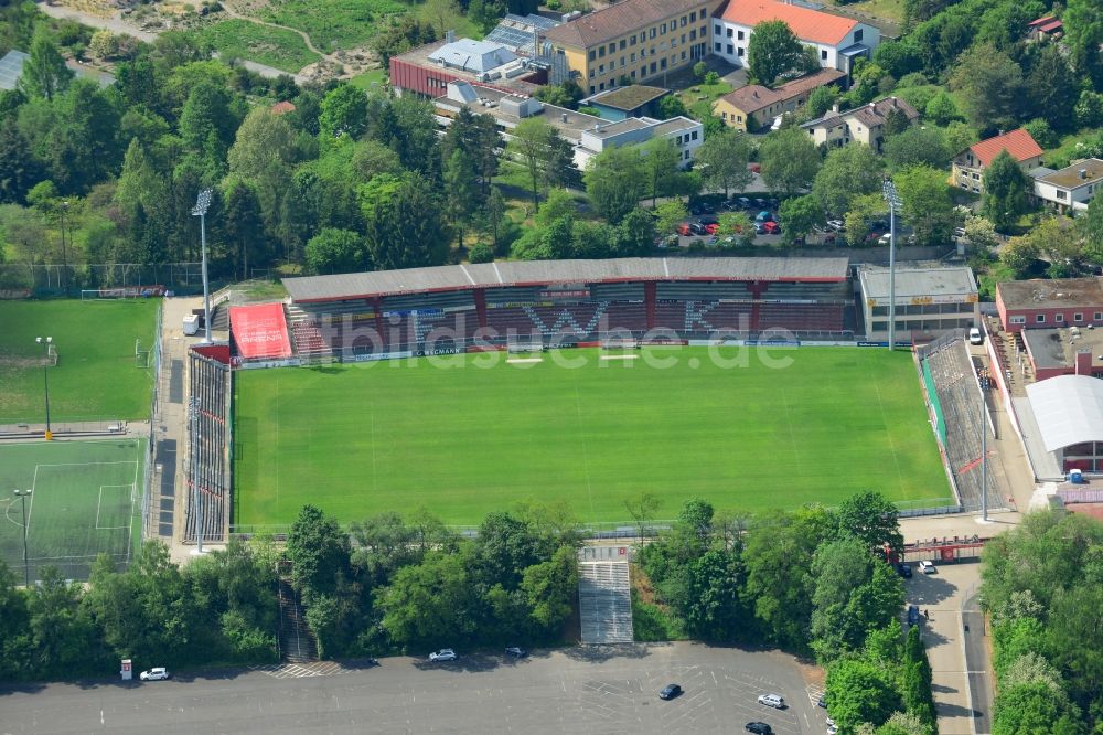 Würzburg von oben - Sportstätten-Gelände der Arena des Stadion des FC Würzburger Kickers in Würzburg im Bundesland Bayern