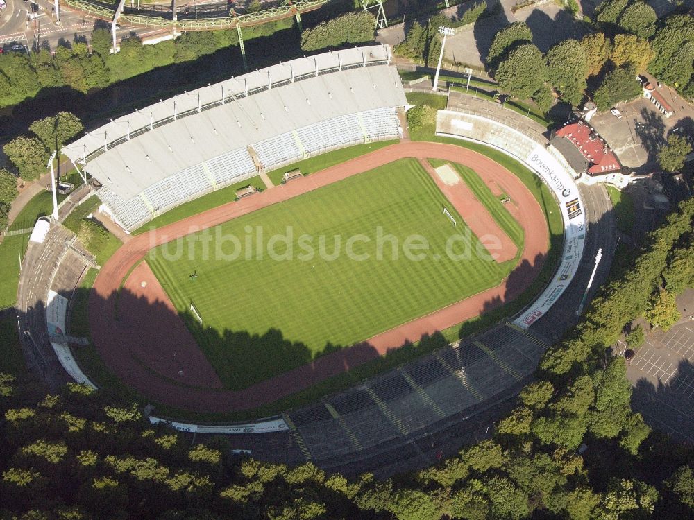 Luftaufnahme Wuppertal - Sportstätten-Gelände der Arena des Stadion Am Zoo in Wuppertal im Bundesland Nordrhein-Westfalen, Deutschland