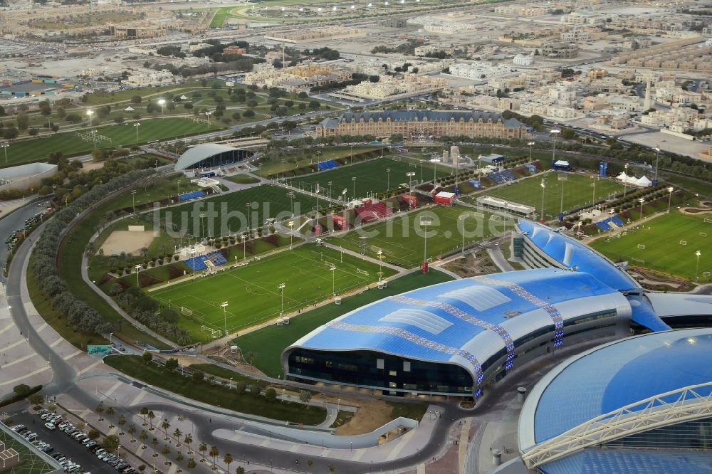 Luftaufnahme Doha - Sportstätten-Gelände der Aspire Academy in Doha in Al Rayyan Municipality, Katar