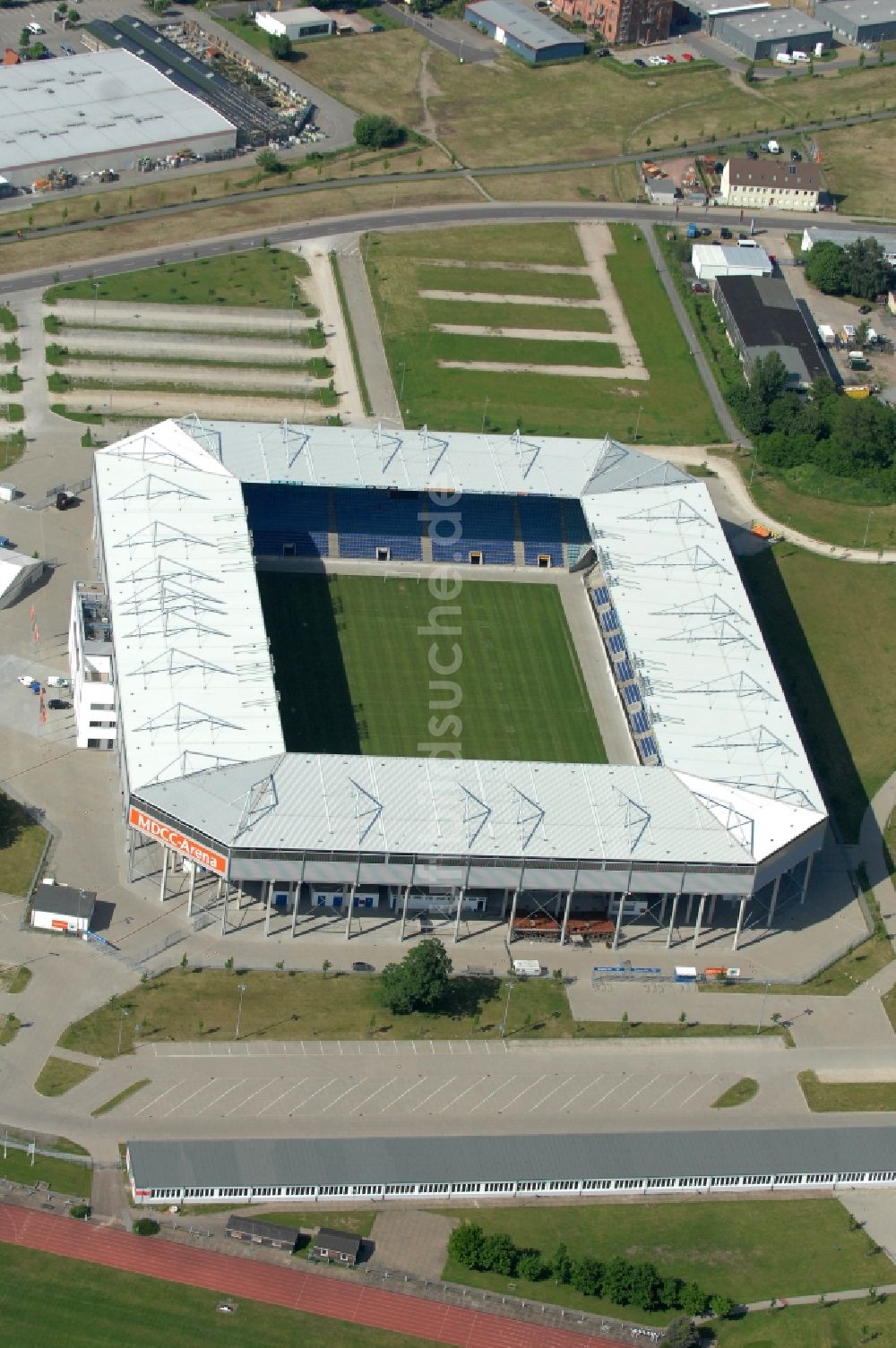 Luftaufnahme Magdeburg - Sportstätten-Gelände der MDCC-Arena in Magdeburg im Bundesland Sachsen-Anhalt