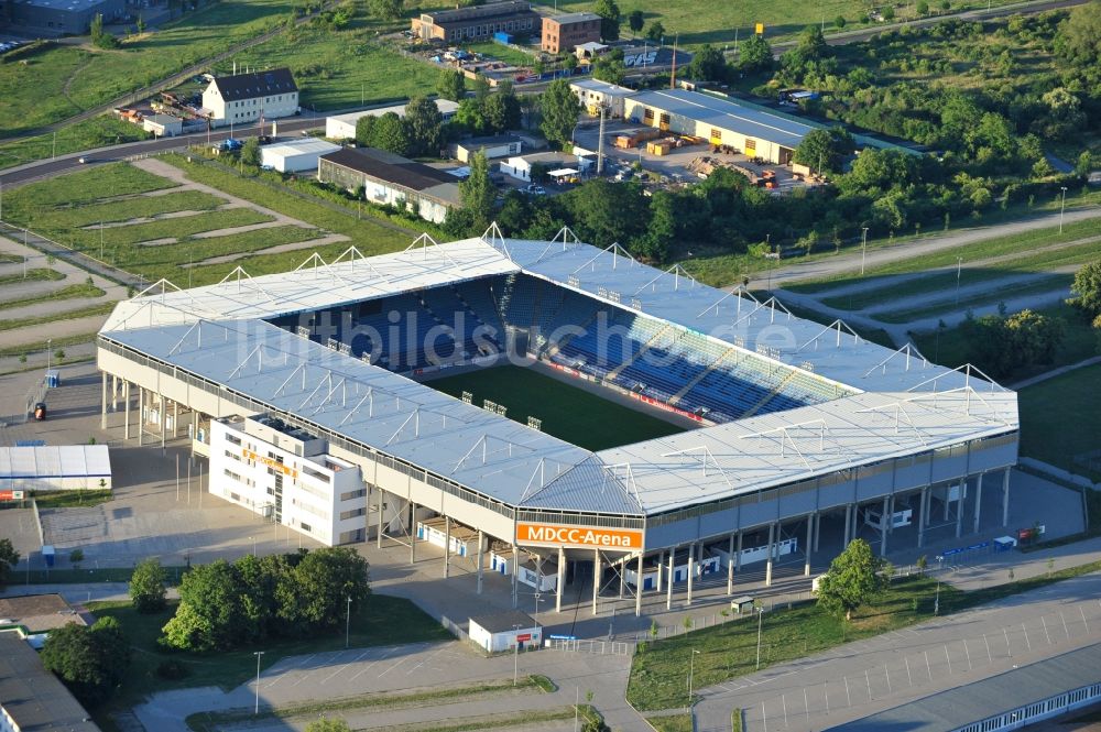 Magdeburg aus der Vogelperspektive: Sportstätten-Gelände der MDCC-Arena in Magdeburg im Bundesland Sachsen-Anhalt