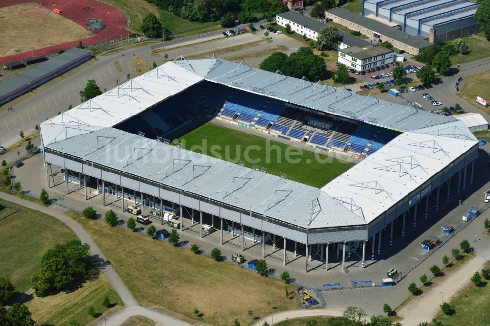 Magdeburg aus der Vogelperspektive: Sportstätten-Gelände der MDCC-Arena in Magdeburg im Bundesland Sachsen-Anhalt