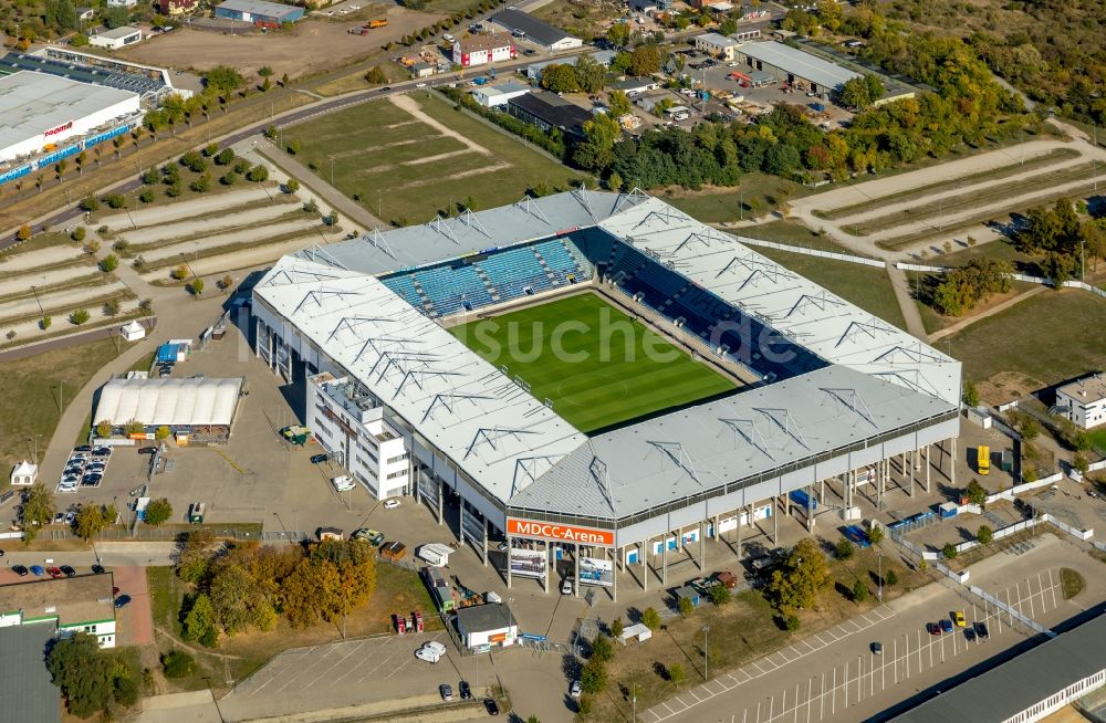 Luftaufnahme Magdeburg - Sportstätten-Gelände der MDCC-Arena in Magdeburg im Bundesland Sachsen-Anhalt