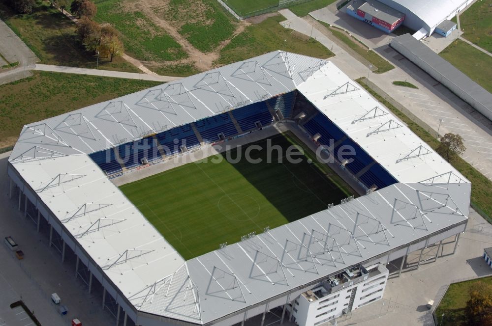 Magdeburg aus der Vogelperspektive: Sportstätten-Gelände der MDCC-Arena in Magdeburg im Bundesland Sachsen-Anhalt