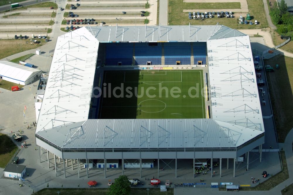 Magdeburg von oben - Sportstätten-Gelände der MDCC-Arena in Magdeburg im Bundesland Sachsen-Anhalt