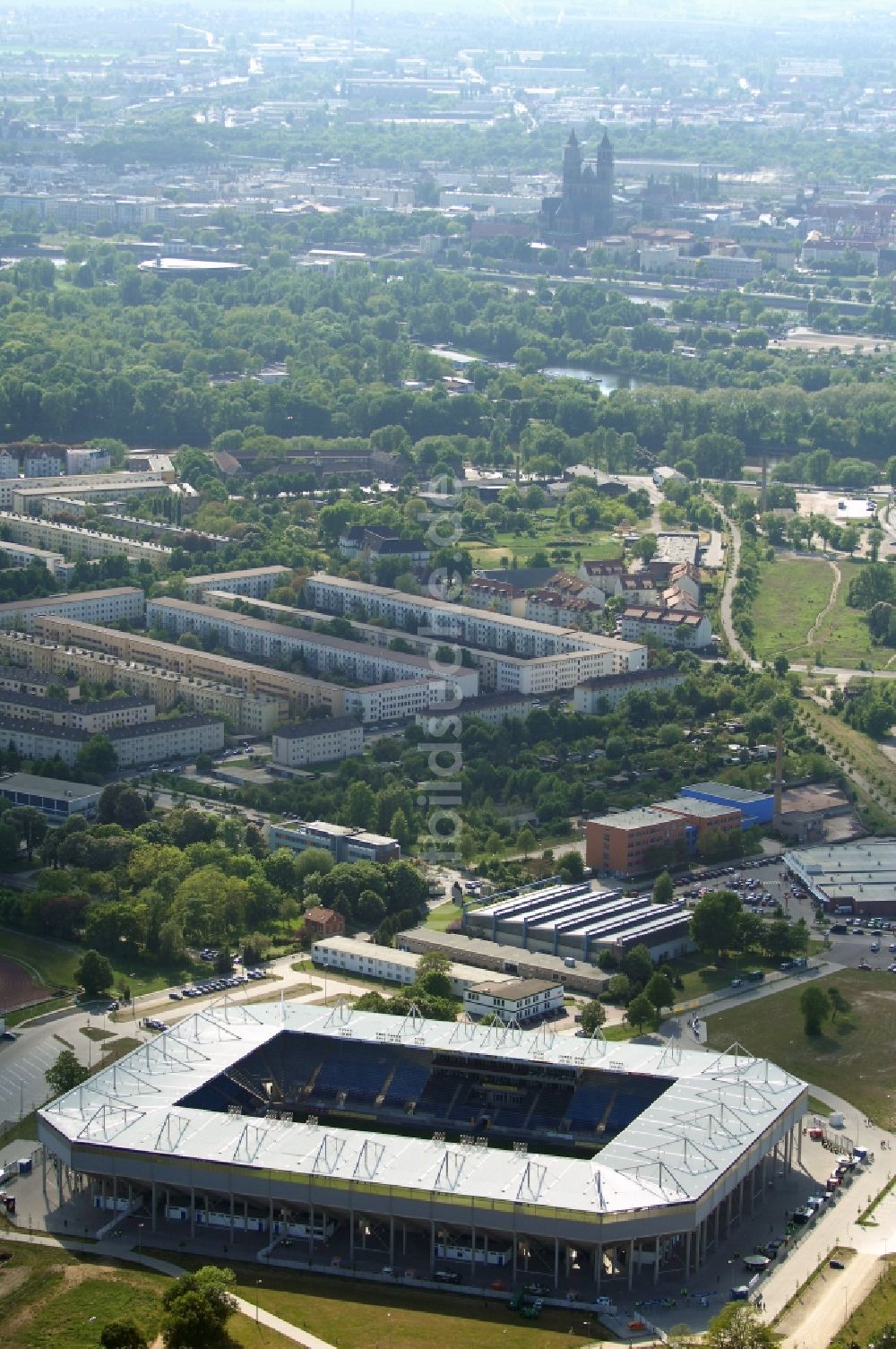 Magdeburg aus der Vogelperspektive: Sportstätten-Gelände der MDCC-Arena in Magdeburg im Bundesland Sachsen-Anhalt