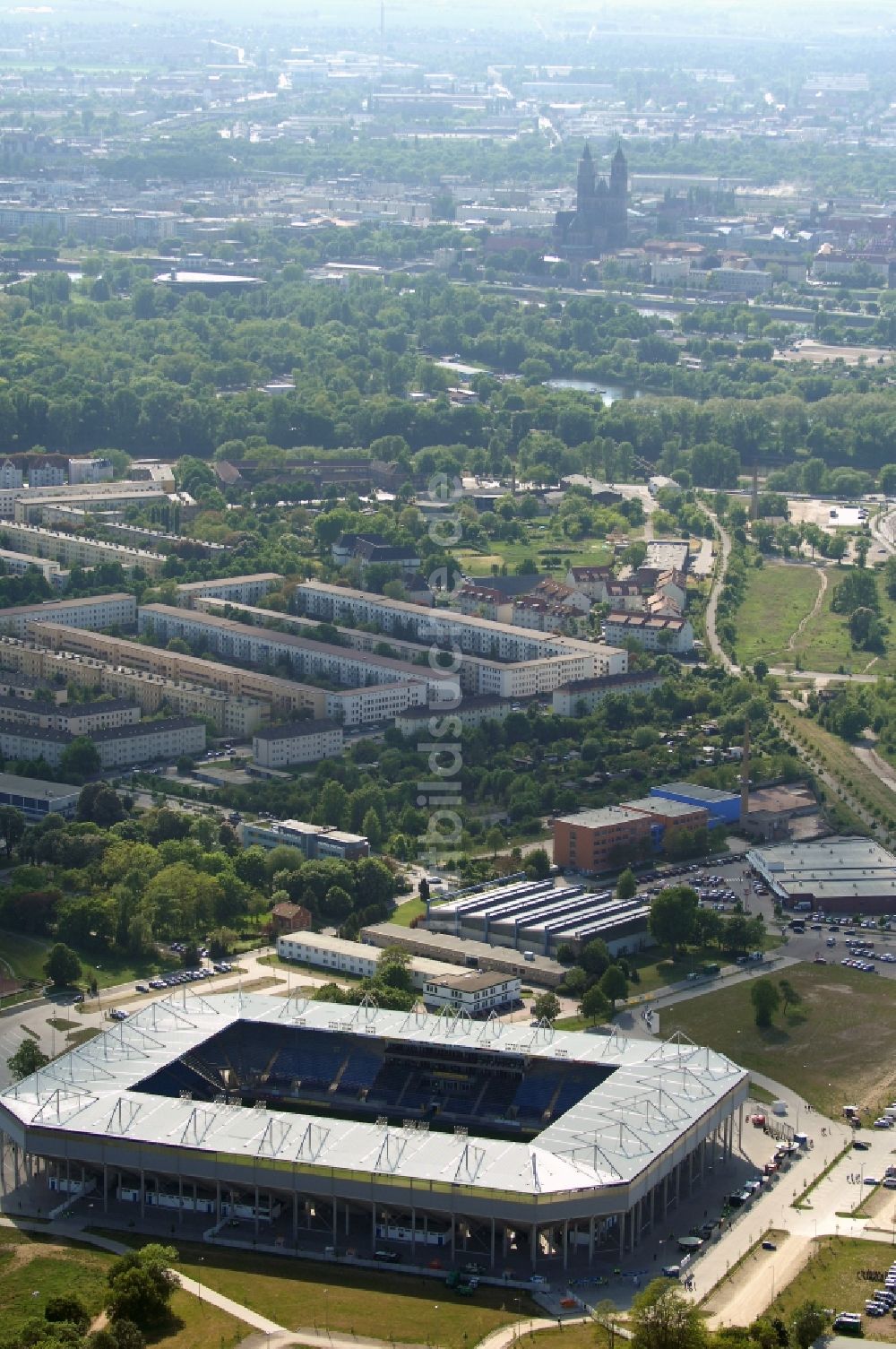 Luftbild Magdeburg - Sportstätten-Gelände der MDCC-Arena in Magdeburg im Bundesland Sachsen-Anhalt