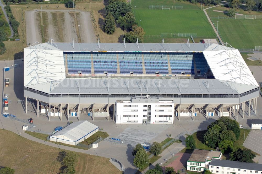 Luftaufnahme Magdeburg - Sportstätten-Gelände der MDCC-Arena in Magdeburg im Bundesland Sachsen-Anhalt